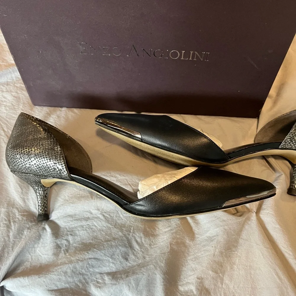 Enzo Angiolini Black Women's Shoes Kitten Heel - Picture 4 of 7